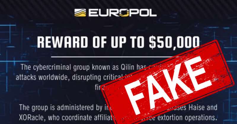 Europol says Telegram post about 50,000 Qilin ransomware award is fake 