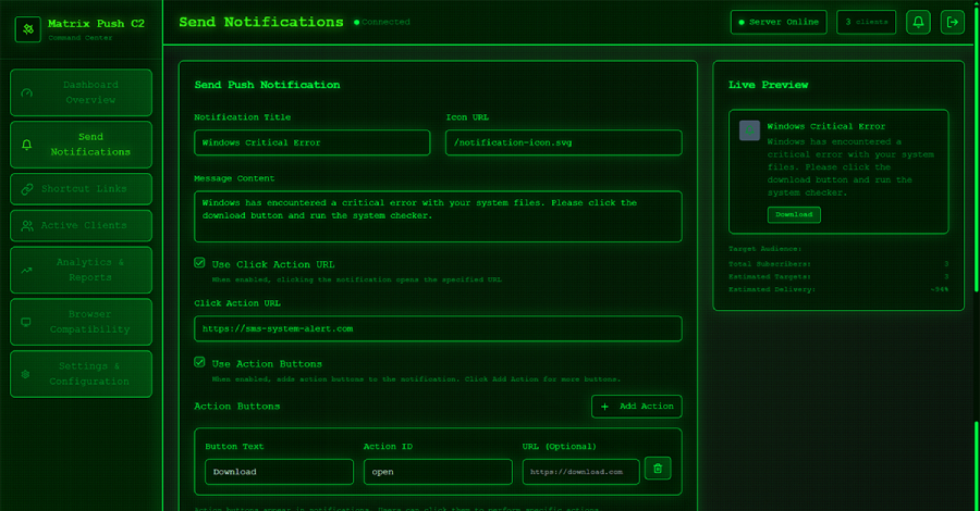 Matrix Push C2 Uses Browser Notifications for Fileless, Cross-Platform Phishing Attacks 